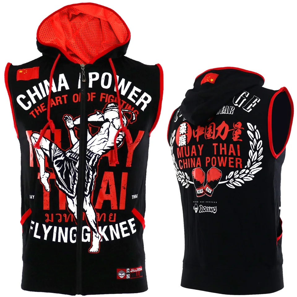Muay Thai bunda mikiny Rashguard jiu jitsu pánske boxerské boxy tričko s rukávmi bez rukávov šport bjj kickboxové bojové dresy s kapucňou