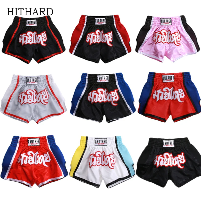 Muay thajské šortky priedušné thajské boxerské šortky pre deti Ženy Men Satin Kickbox Bojové nohavice zápasia s odevmi bojových umení