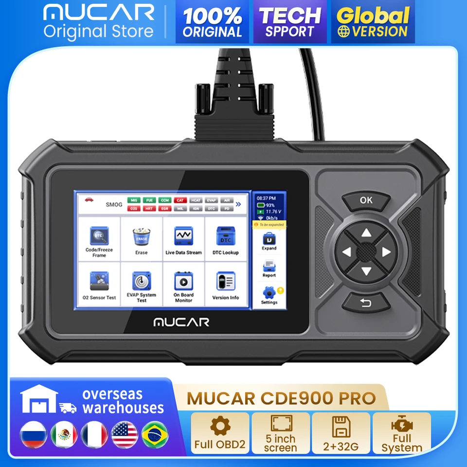 MUCAR CDE900/CDE900 PRO OBD2 Automatický diagnostický nástroj SKENER SCANER Nástroje Úplný systém 28 RESET RESET Code Reader SKENER nástroj 2+32G WIFI UPDATE