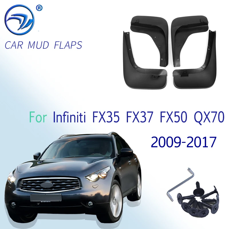 Mudflaps pre Infiniti FX35 FX37 FX50 QX70 2009 - 2017 MAD FLAPS Splash Guards Mudguards Front Zadná zadná časť 2012 2012 2014 2015 2015 2016