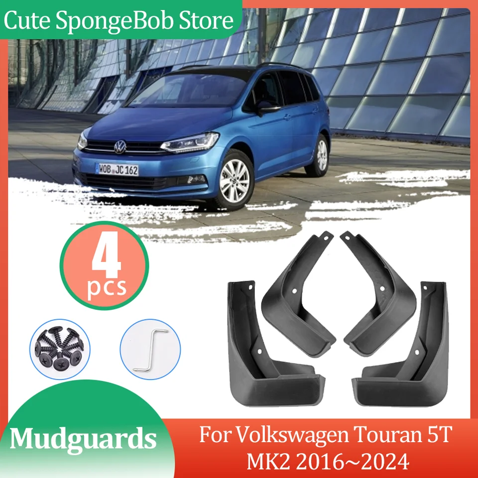 Mudguards pre autá pre Volkswagen VW Touran 5T MK2 2016 ~ 2024 Flaps Fender Fender Fender Fender Frear Frear Bud Flap Splash Cover Cover