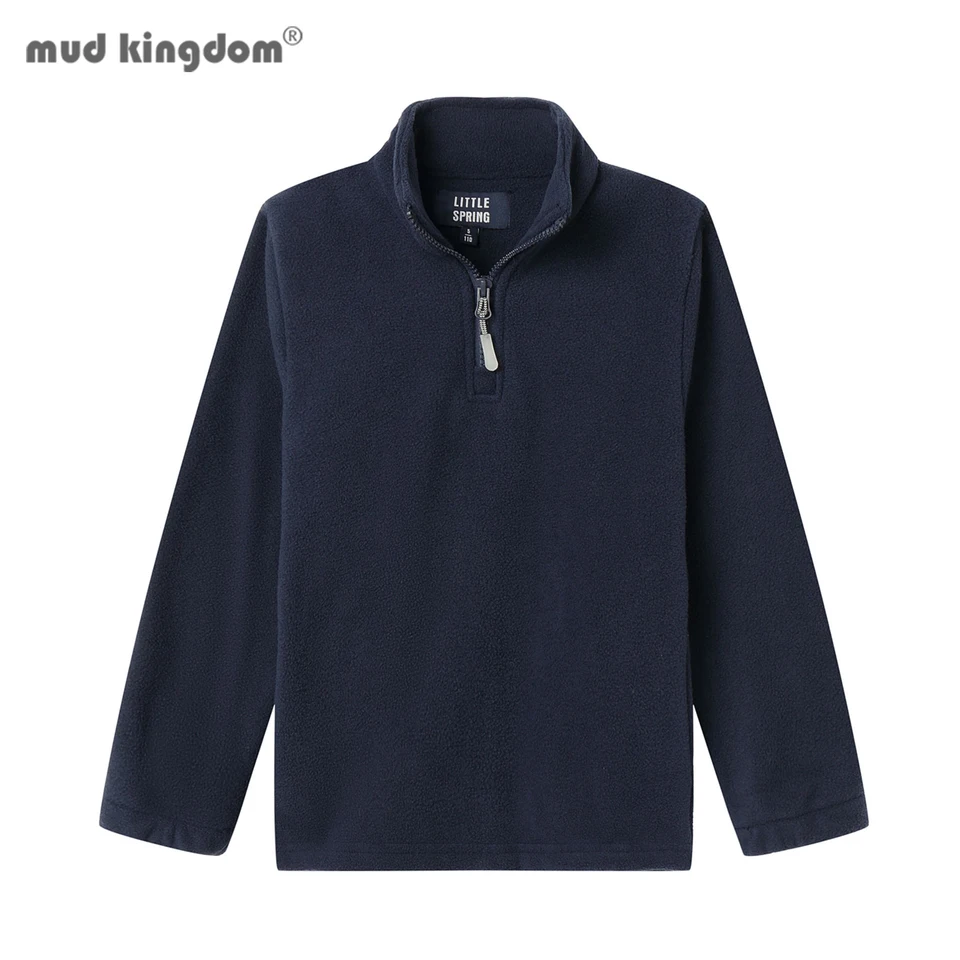 Mudkingdom Kids neutrálne polárne fleece bundy štvrť zips pullover s elastickými manžetami Boys Mikiny dievčat