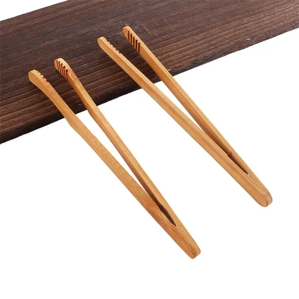 Muffinový chlieb varenie opakovane použiteľné bambusové svorky Food Tongs Tea Tweezer Toast Clip Gripper