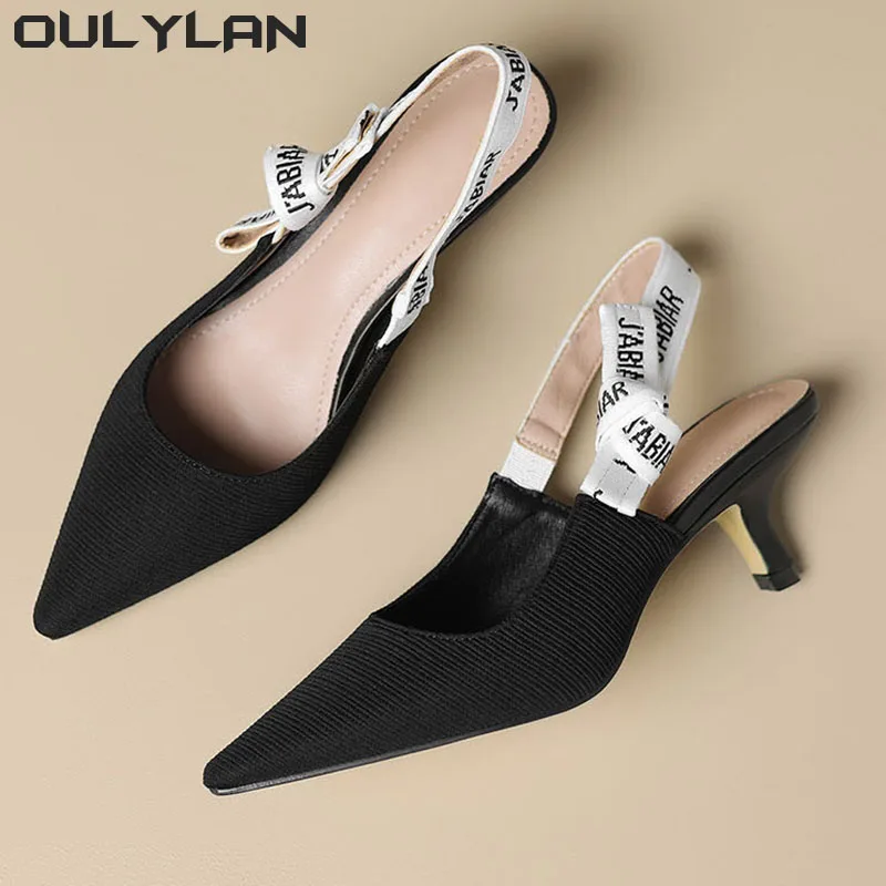 Mujer ženské sexy špicaté špicaté sandále Spring módne slingback topánky 2024 Nové luxusné dámy vysoké podpätky pumpy čerpadlá sandália