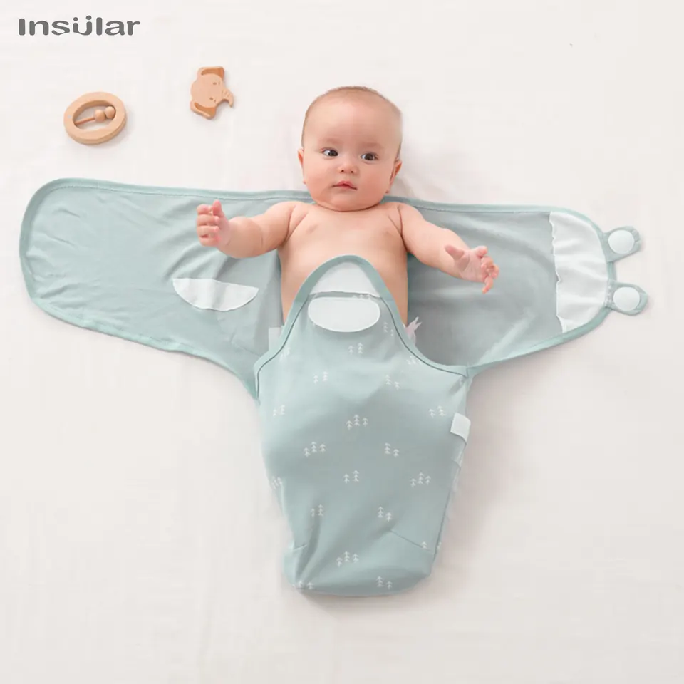 Mulové detské prikrývky Swaddles Novonarodený spacák s čiapkou Soft Swaddle Wrap Cotton Detské posteľné príslušenstvo