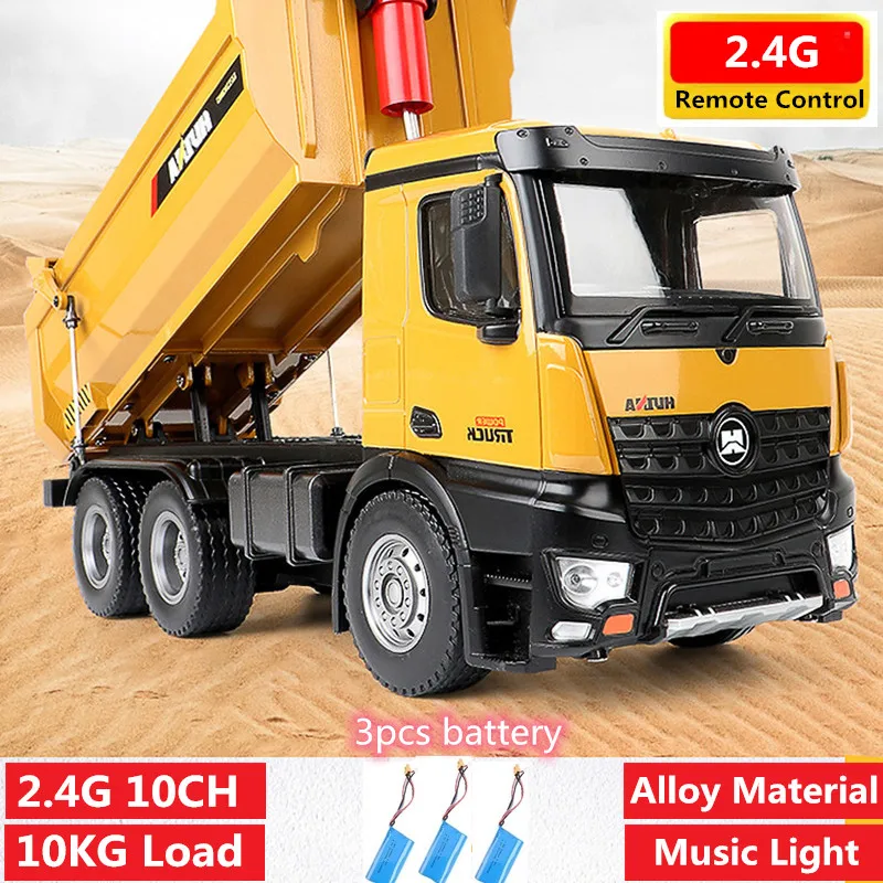 Multi-Functiona Dump Truck Alloy 10ch Truck 10 kg nakladacie svetlo Rotácia Rotácia elektrického inžinierstva vozidlo RC Hračky