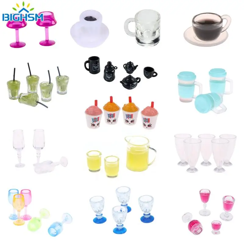 Multi - štýlové miniatúrne pivo Glass Coffee Cups Model Home Kitchen Kuchyňa Drink Directle Dollhouses Decor Doll Adsessory