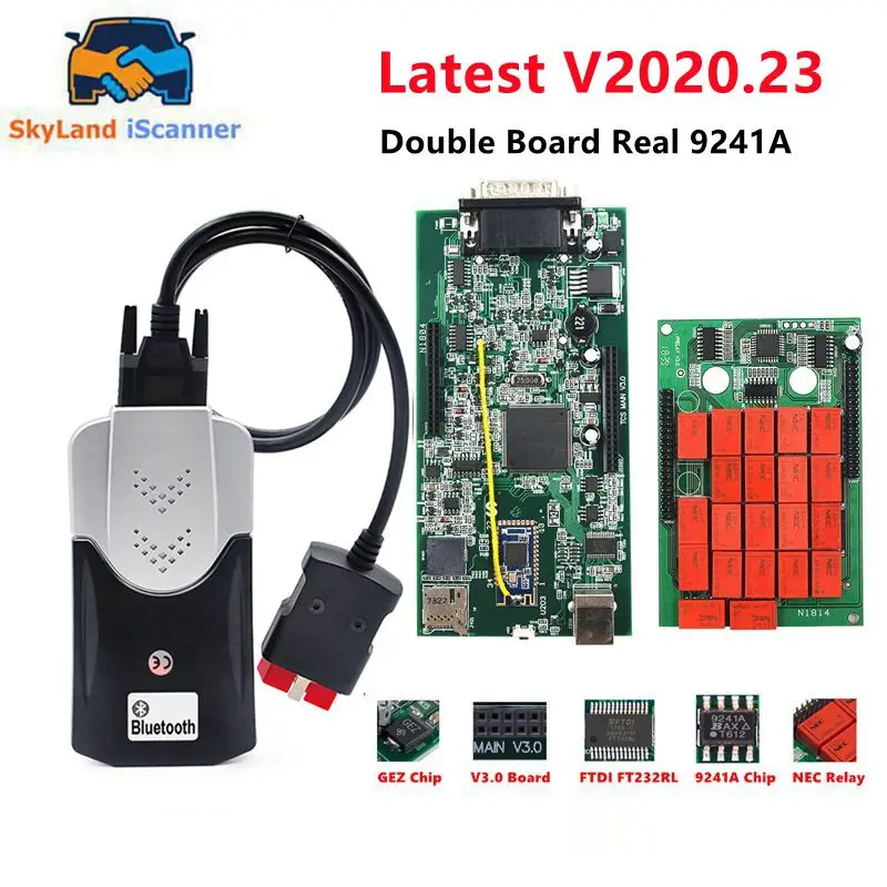 MultiDiag Pro+ 2017.R3 2021.11 BT USB V3.0 Dual Green PCB Board TCS Pro+ NEC Relays Diagnostický skener automobilov