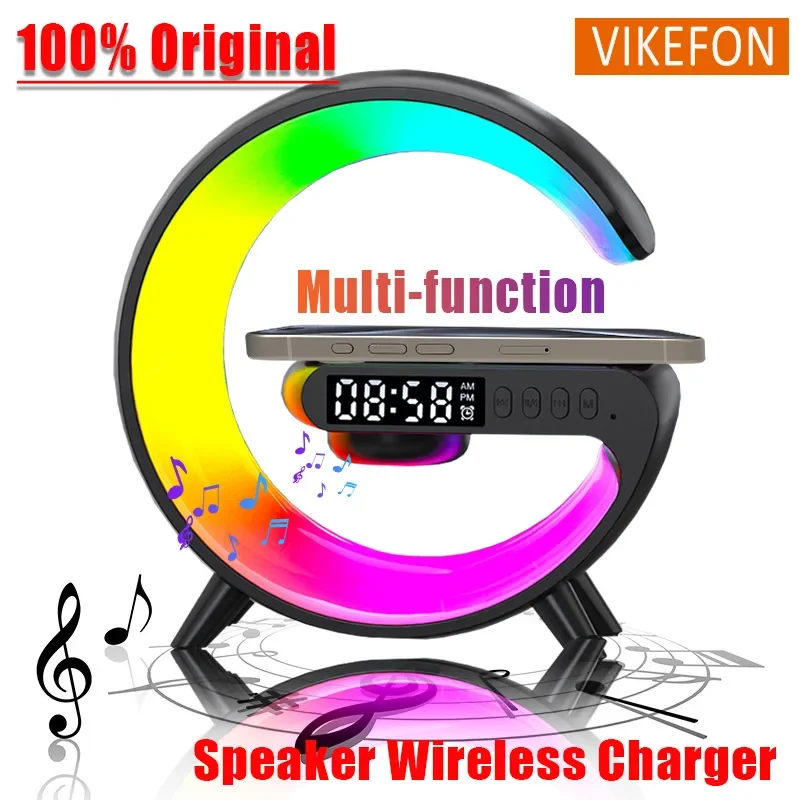 Multifunkcia 3 v 1 bezdrôtový nabíjací stojan Stojan RGB Night Light Rýchle nabíjacie stanica pre iPhone Samsung Xiaomi Huawei