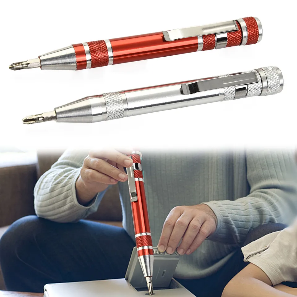 Multifunkcia 8 v 1 mini hliníkovej presnej pero precízne skrutkovač Screwdriver Set Opravy Súprava pre súpravu ručných nástrojov mobilných telefónov