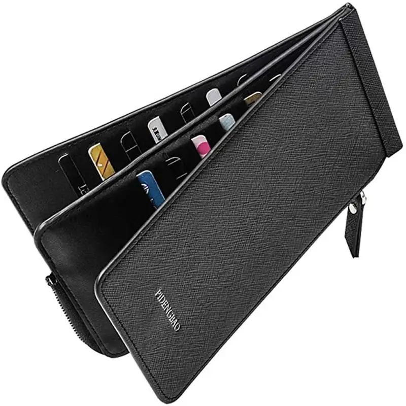 Multifunkčná dlhá peňaženka Nová originálna kožená kožená koža na zips Peniaži klip Pánsky dizajn Business Clutch Mobile Bag Mobet