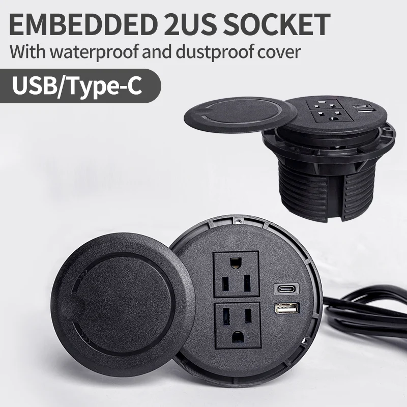 Multifunkčná soketová soketová soketová soket s okrúhlym objímkom pre stolné počítače USB Type-C zapustená