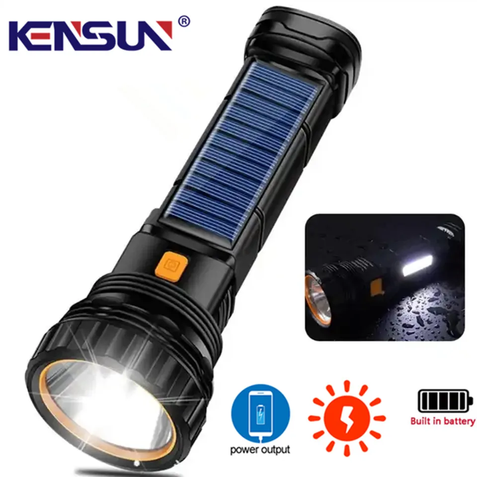 Multifunkčná solárna LED baterka Lanterna Outdoor Long Range Torch Núdzová elektrická banka LED SOLOR SLASLEBLE
