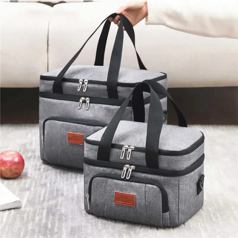 Multifunkčné dvojité vrstvy Tote Cooler Lunch Bags for Women Men Muži veľkú kapacitu Piknik Obed Box s ramenným remienkom