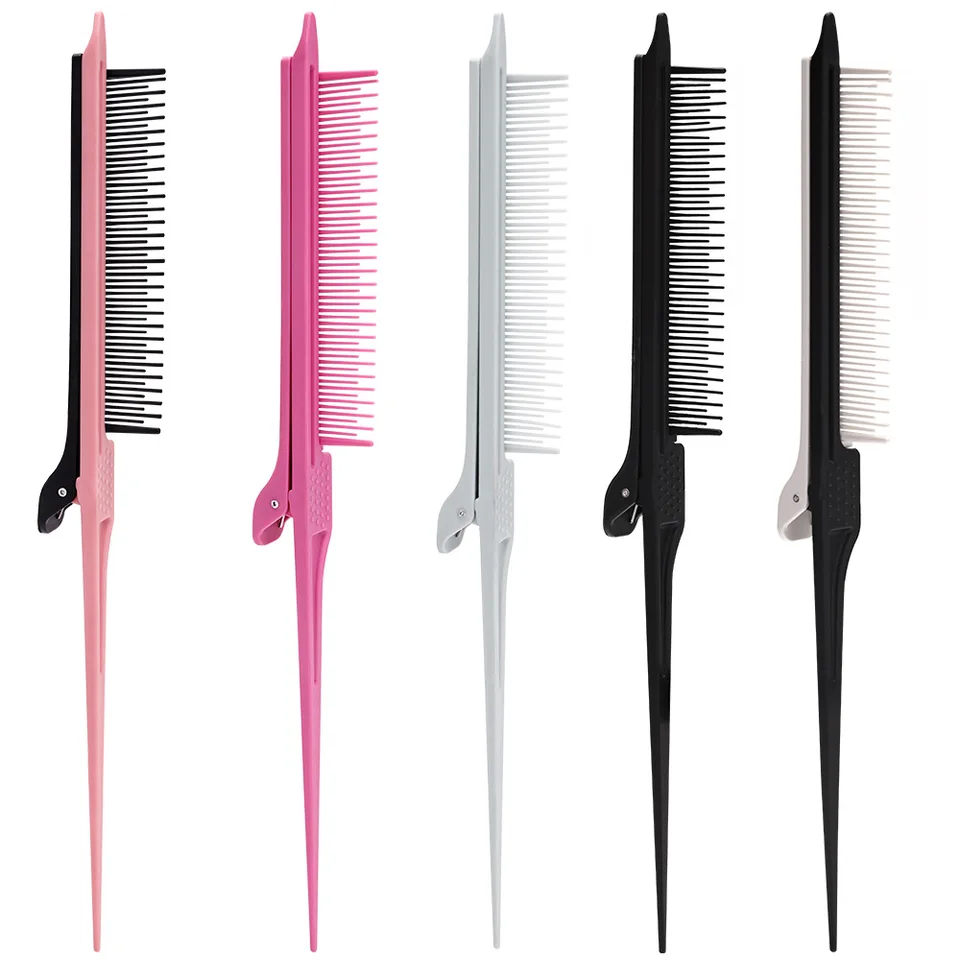 Multifunkčné klipové klipové hrebeňové hrebeňové zvýrazňuje chĺpky Styling hrebeň s chĺpkami Tip Tail Plastické rezanie vlasov Praktický hrebeň