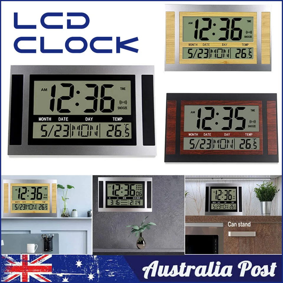 Multifunkčné nástenné hodiny veľké LCD Digitálny budík s teplomermi Hygrometer Wall Clocks Dekorácie domácej kancelárie
