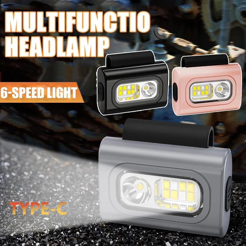 Multifunkčný COB svetlomeový svetlom typu C Nabíjanie vodotesný klip Clip Clip Sport Light Prenosná baterka vonkajšia rybia hlava svetlo