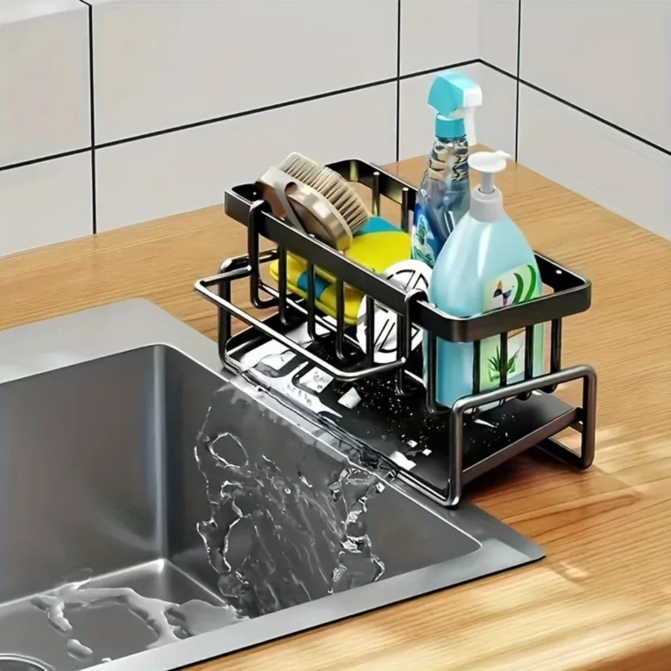 Multifunkčný drezový kôš Saver Saver Rustproof Kitchen Dink Caddy Dish Organizátor Organizátor umývadlo Ukladanie Organizácia