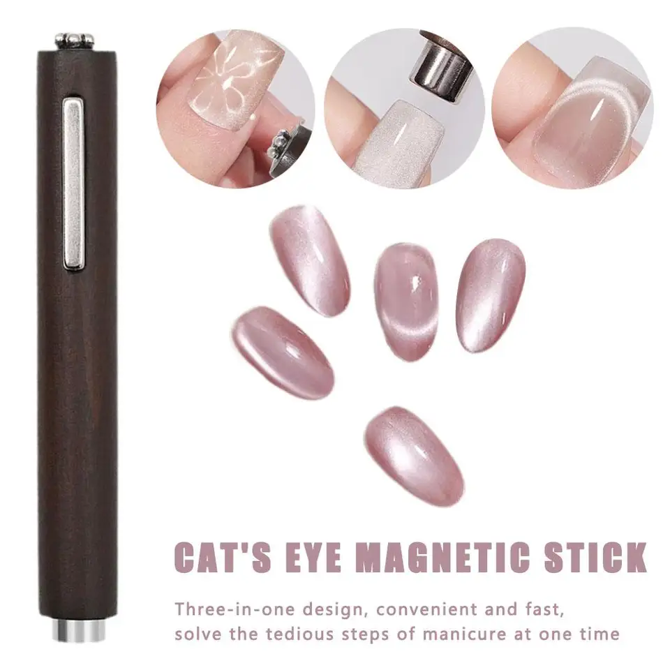 Multifunkčný magnet na mačku 3-v-1 pre dizajn nechtového umenia Silný uV gél poľský magický efekt hrubá magnetická palica manikúru do T6o1