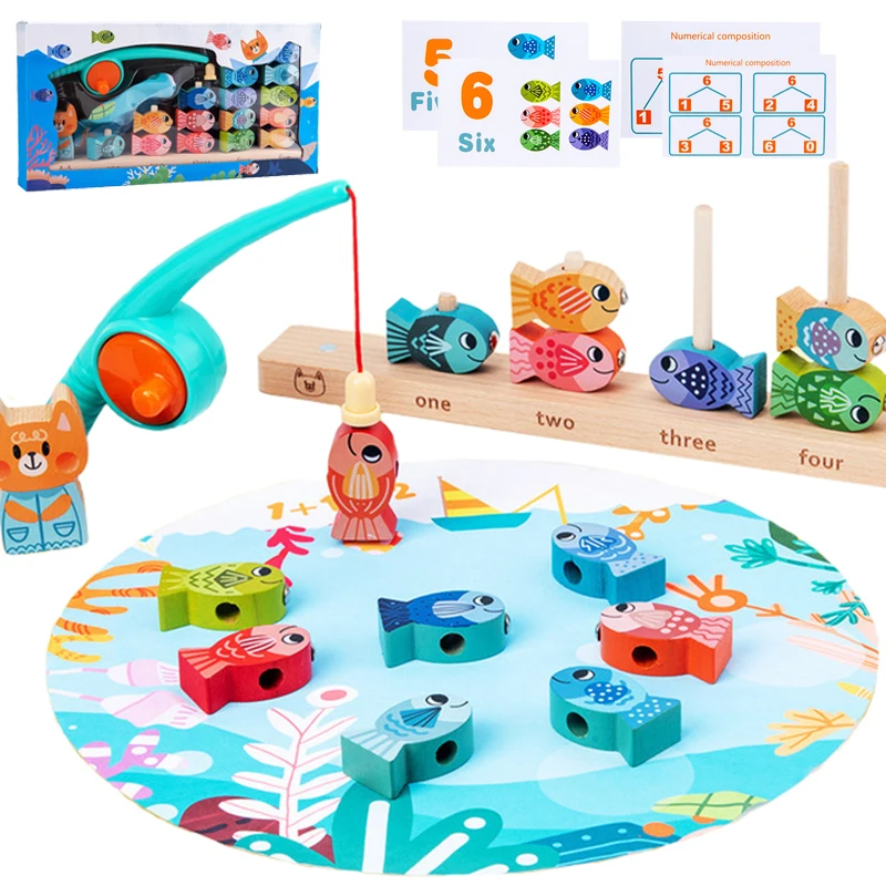 Multifunkčný Montessori Drevené hračky predškolské hračky predškolské skoré stohovanie farieb Číslo