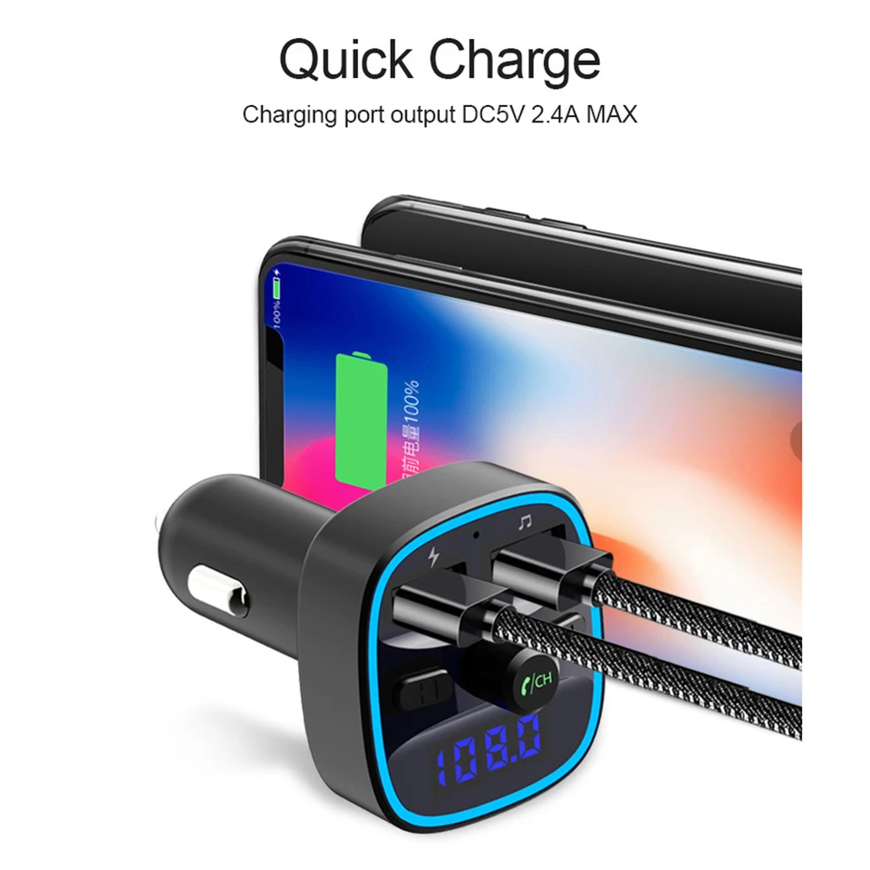 Multifunkčný mp3 prehrávač rýchle nabíjanie Dual USB Charger Prakticky odolný klasický automobil Bluetooth kompatibilný 5,0 fm vysielača FM