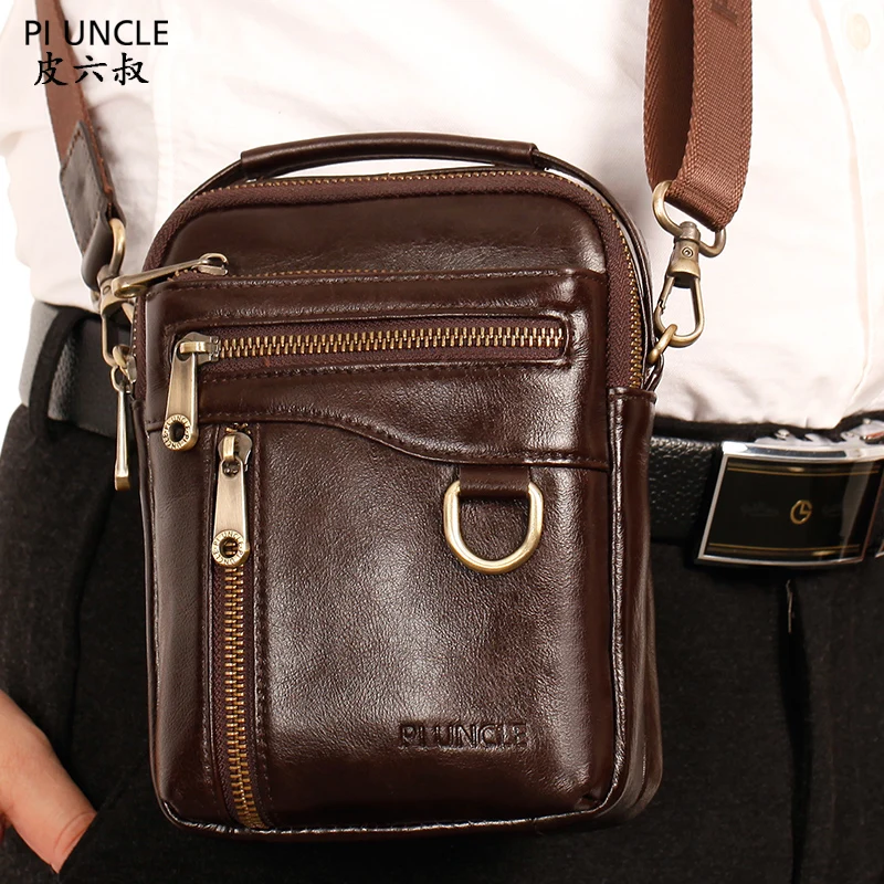 Multifunkčný pánsky kožený kožený posol z koženého posolu Crossenger Cross Body vrecko vrecko Fanny Belt Hip Bum Pack Tote Candbag