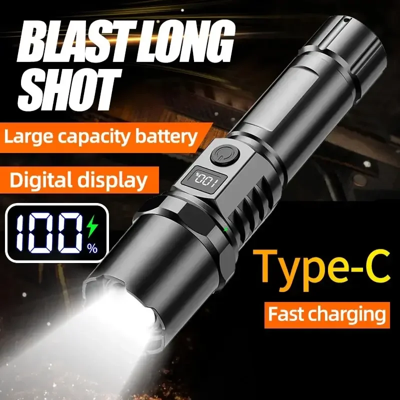Multifunkčný reflektor dlhý dosah 30 W baterka LED vstavaná vstavaná batéria 18650 Vonkajšia priblíženie LED TATICKÁ TORCH