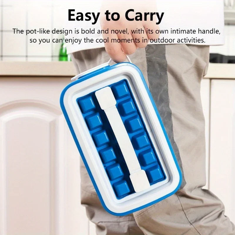 Multifunkčný skladací výrobca ľadových loptičiek 2-v-1 Storage Storage Box Outdoor Prenosná 36 priehradkových ľadových kocky formy
