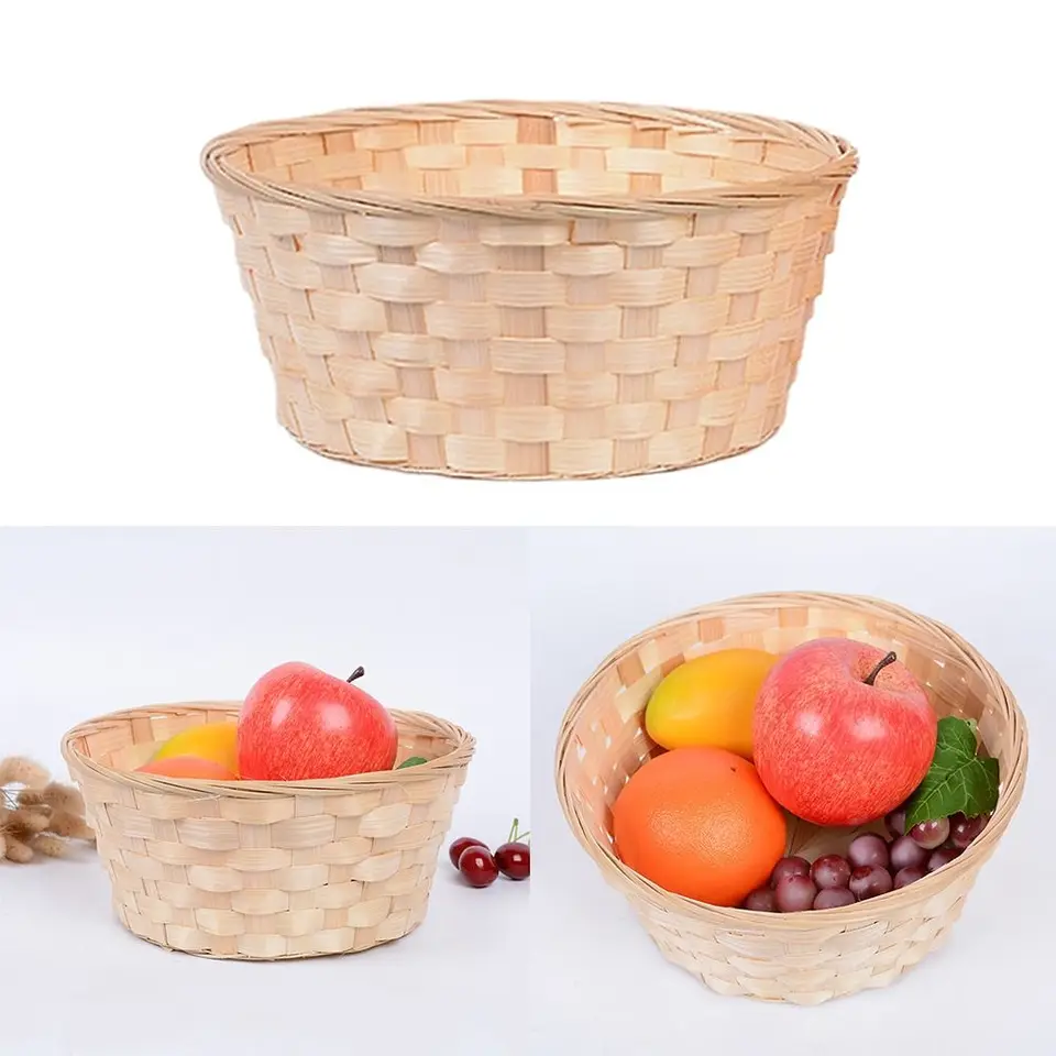 Multifunkčný skladovací kôš bambusové prúžky žltý Rattan Weaving Basket Domáca dekorácia kuchynské doplnky kvetinový kôš