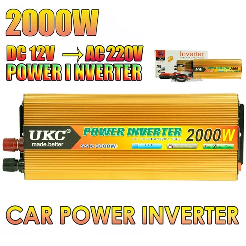 Multifunkčný výkonový menič 12V 220V Pure Sine Wave 500W-2000W Transformátor Prevod s objímkovým meničom prevodníka automobilov