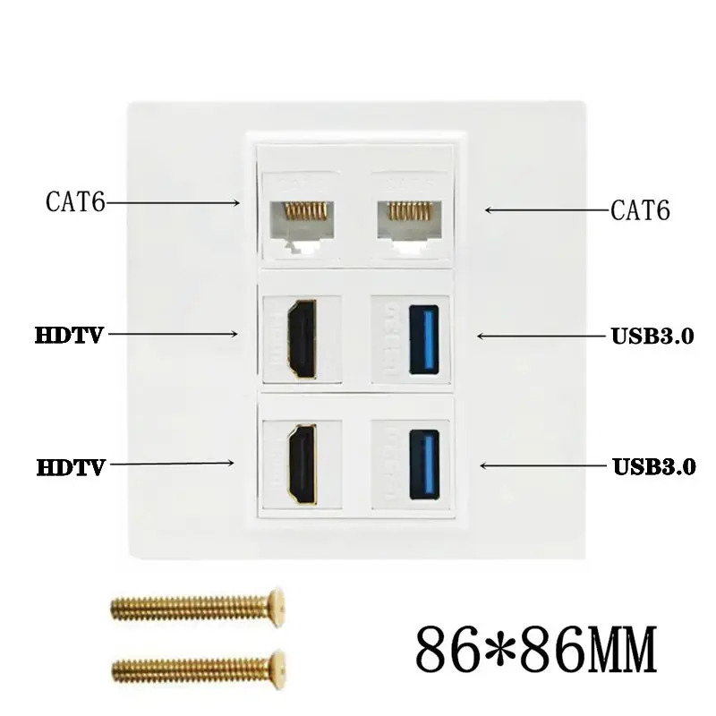 Multimedia 86 RJ45 HDMI kompatibilný s USB3.0 Spájkovacím panelom s jednou skupinou Skladačkou 4K60Hz