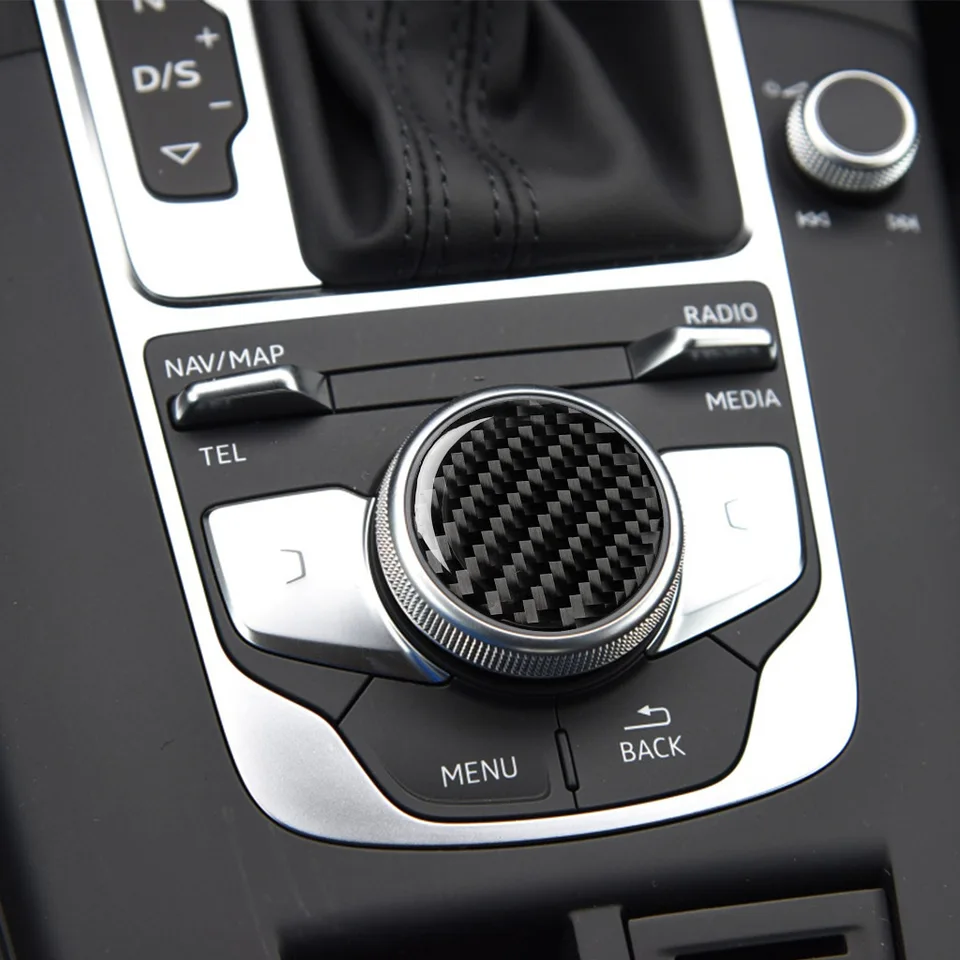 Multimediálne nálepka na gombík z uhlíkových vlákien Automobilové doplnky pre automobilové vozidlá pre auto pre Audi A4 B9 A5 A6 C7 A3