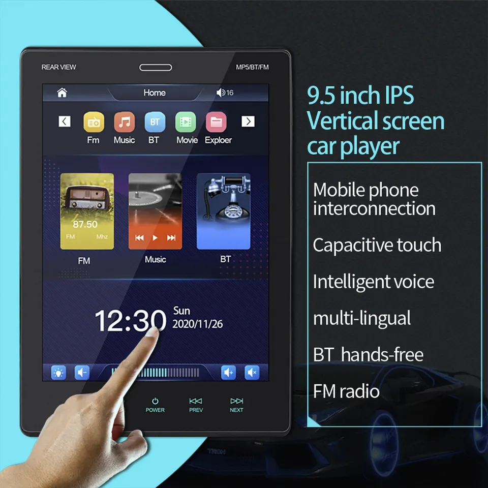 Multimediálny hráč 9,5 palca IPS Vertikálna obrazovka MP5 Player Player Control Bluetooth Mirror Link riadenie volantu