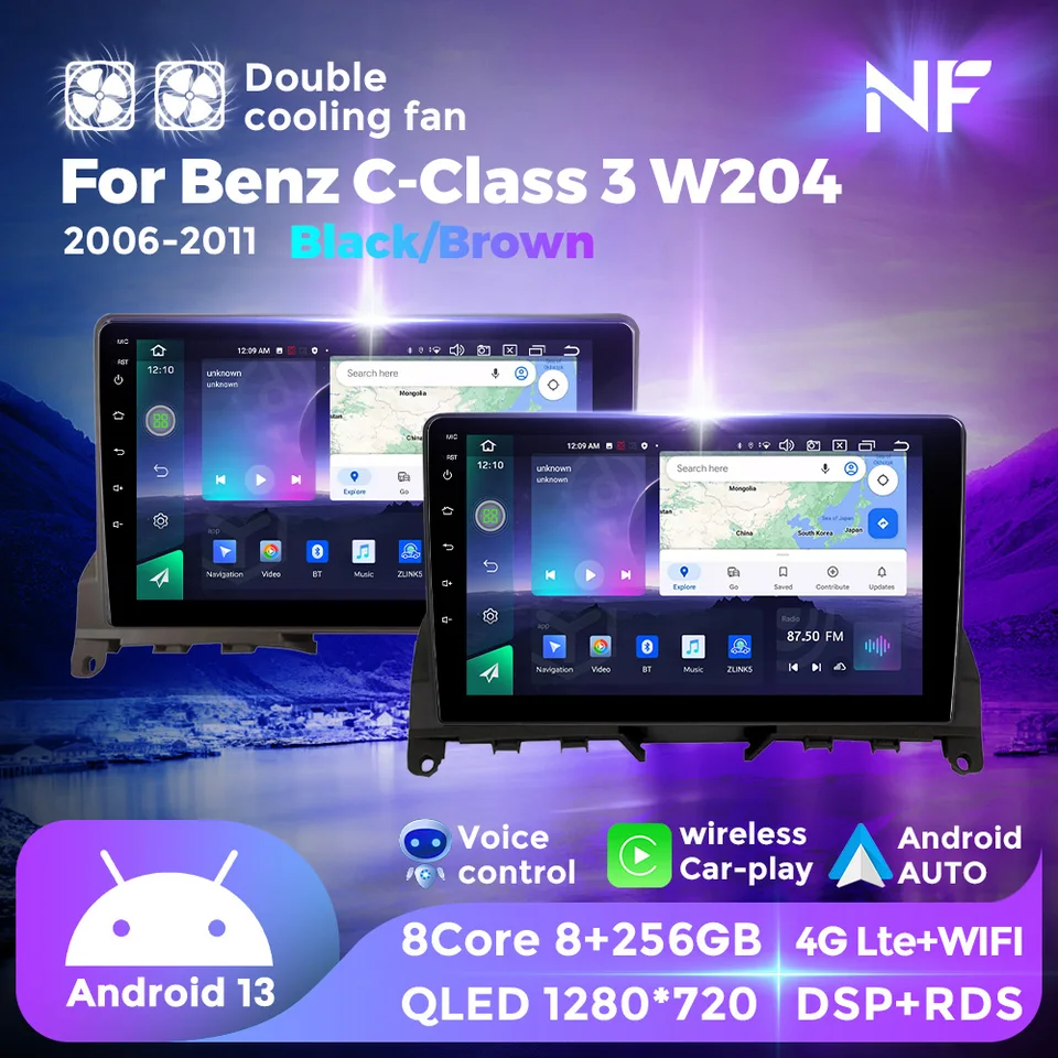 Multimediálny hráč Android 13 pre Benz C -Class 3 W204 S204 2006 - 2011 Rádiová navigačná stereofónna CarPlay Android Auto GPS 4G 2K