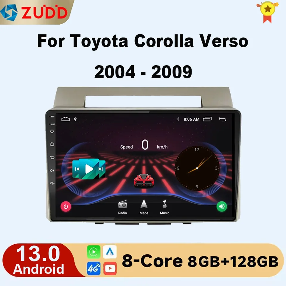 Multimediálny hráč pre autá pre Toyota Corolla Verso 2004-2009 2 DIN 4G CARPLAY WIFI Navigation GPS Android Autoradio Head Unit
