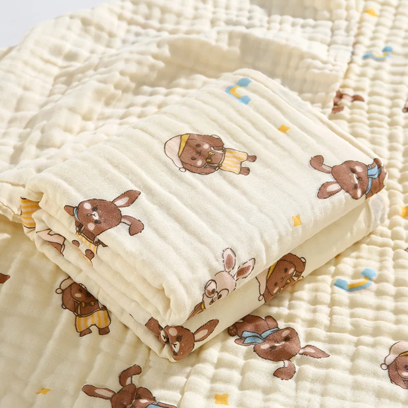 Museline Baby Cotton 110x110 prikrývka a plech karikatúry Swaddle Animal Print Novorodenecká narodenie súpravy postieľky a prikrývky
