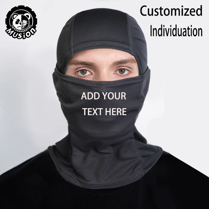 MUSION Prispôsobená priedušná maska ​​Unikátne logo dizajnu personalizovaná maska ​​Balaclava pre vonkajšiu športovú jazdu