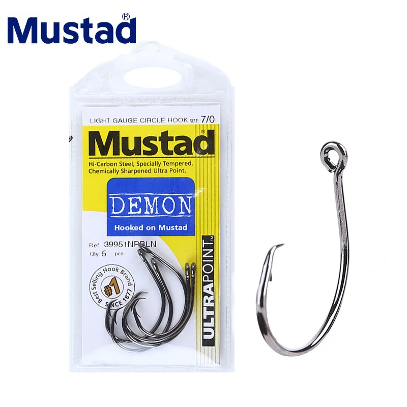 Mustad 39951 Rybárske háčiky démonový kruh vysokej uhlíkovej oceľovej rybárskych háčikov ostré silné hrdzavé odvahové kapierka sumca Anzuelos pesca
