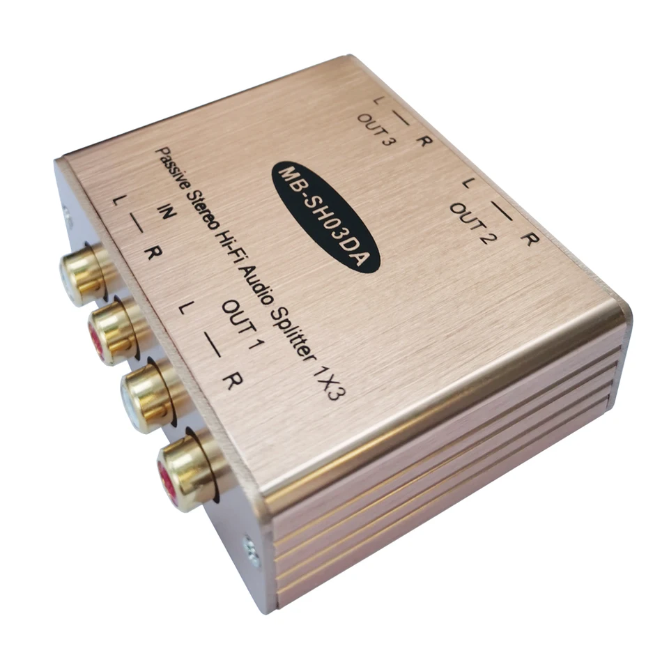 Muxboxs Stereo RCA Audio Splitter AV Distribution L/R Distribútor 1 v 3 Out zosilňovač pre domáce kino