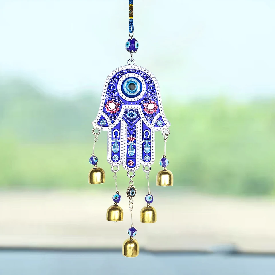 Muy Bien Fatima Wind zvončeka zvončeka Amulet Turkish Blue Eye Lucky Feng Shui visiace auto prívesok balkón záhradný dom