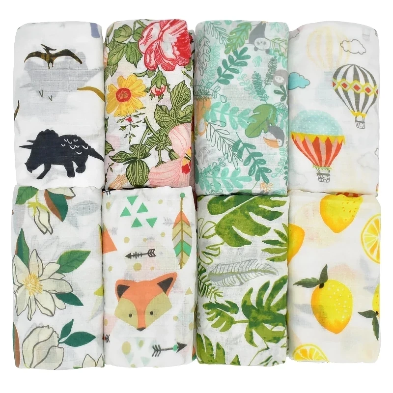 Mušelín baby swaddle bambus bavlnená prikrývka obal gáza kŕmenie scraf burp handriky v kúpeľni