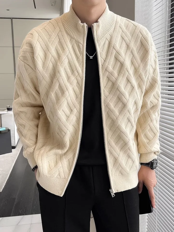 Muž pletená bunda Cardigan Zipper Sweater Pánske oblečenie Luxusný dres Príležitostný obchod Warm Jumper Harajuku Coat Knitwear C29