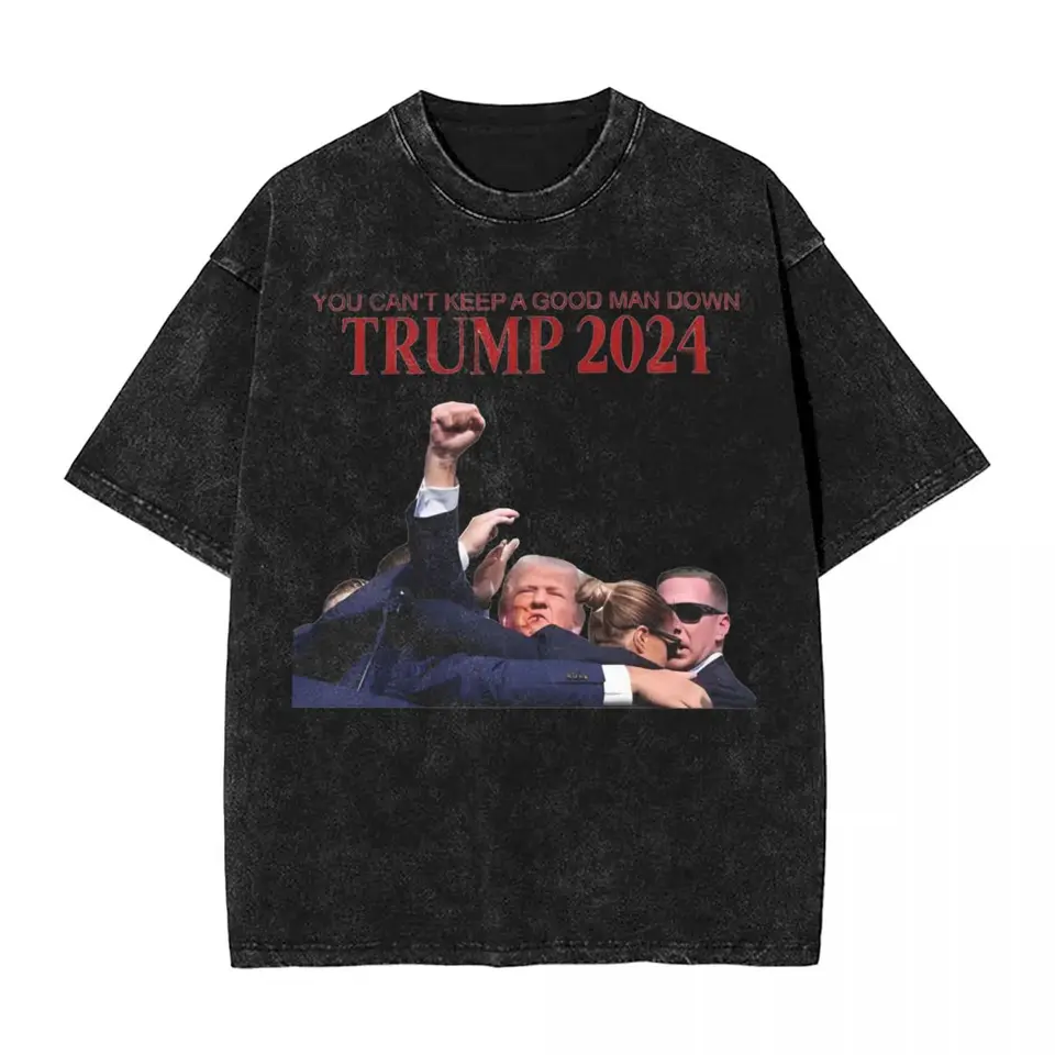 Muž Tričko Donald Trump 2024 Prajené tričká Hip Hop Hop Can't Kdring And Good Man Down Down Tee Tritle Street Style Loose Cotton Tops