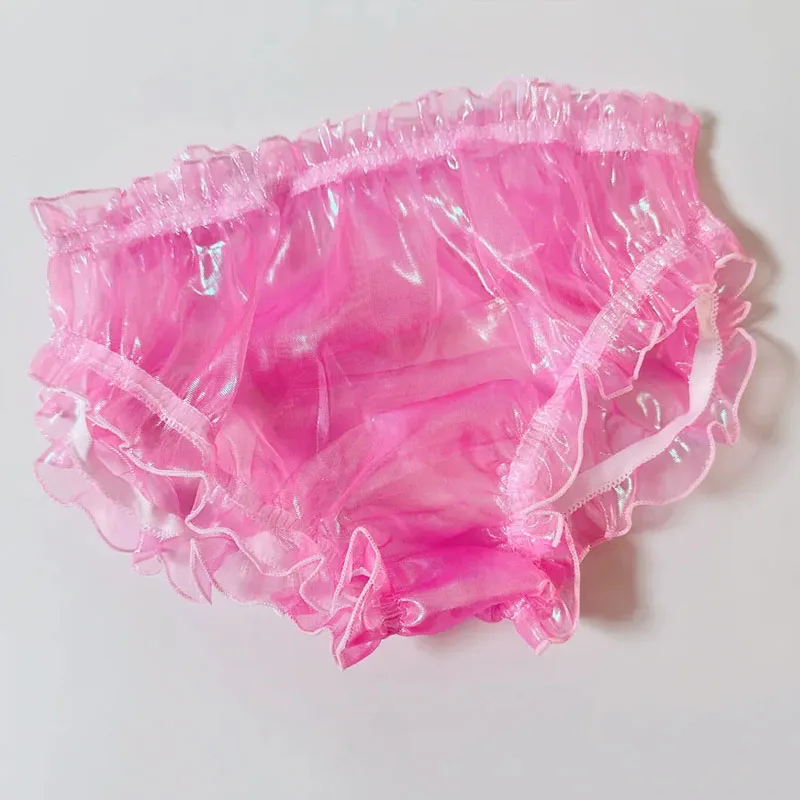 Muž číry laser ružový holografický organza nohavičky Ženy Sexy volá, vidíte cez nohavičky, cos pár fkk súkromné ​​kostýmy bf