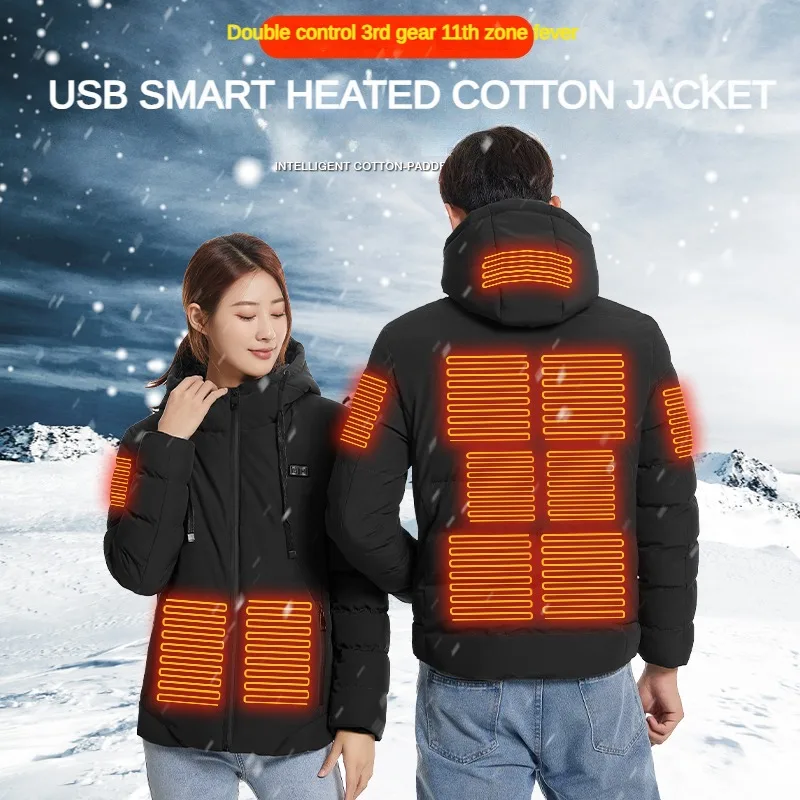 Muži 11 oblastí vyhrievaná bunda USB Elektrické vykurovacie vesty pre ženy zimné vonkajšie teplé tepelné kabáty Parka Snow Camping Unisex 6XL