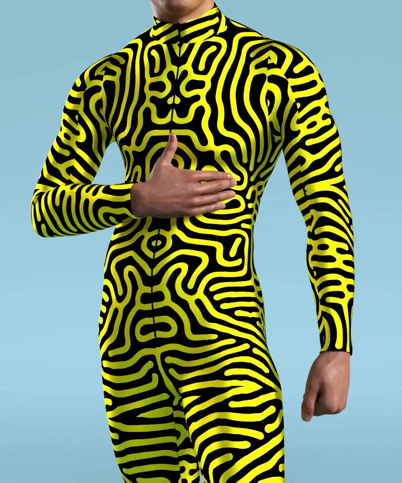 Muži Art Nespravodlivé línie 3D kybernetickej kombinézy punk sviatky Bodysuit Halloween Party Cosplay kostýmy Performance Romper Zentai Suit