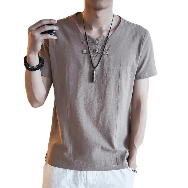 Muži bavlnené ľanové ľanové rukávy Kung Fu košeľa klasický čínsky štýl Tang Clothing Veľkosť M-7xl