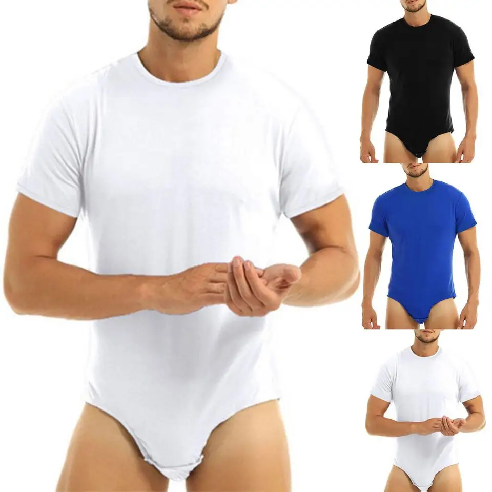Muži BodySuit Úžasné gombíky Slim Men Nighty Romper Undershirts One Pubser Pyžamy