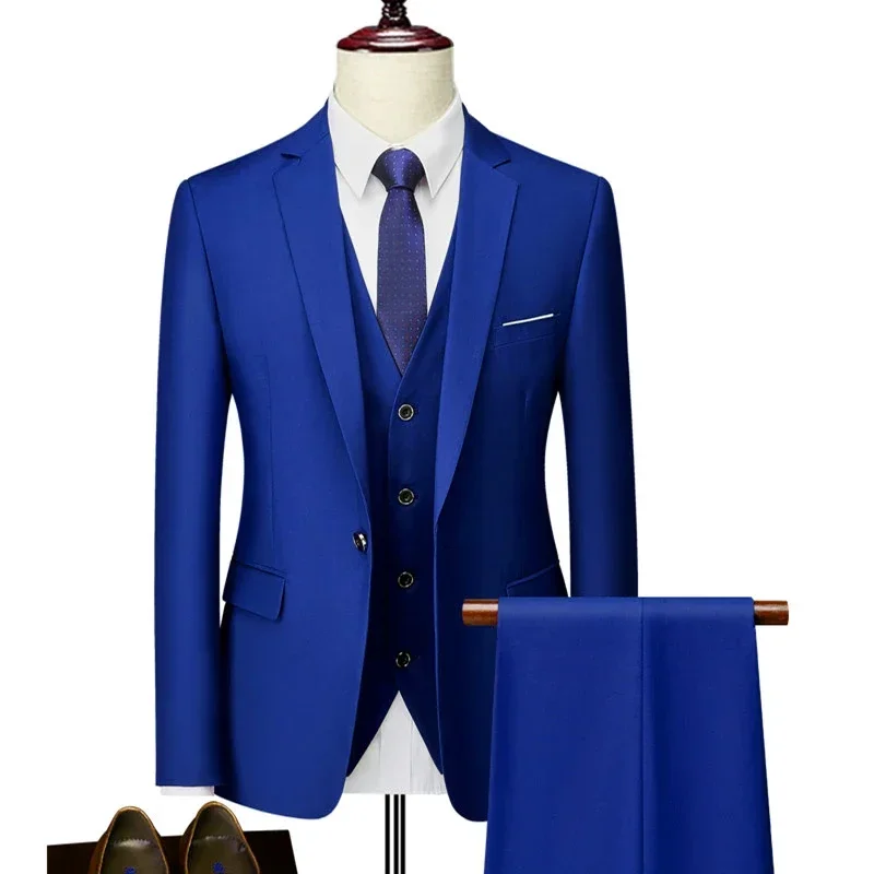 Muži Business Blazers bunda vesty nohavice High End Svadobná strana ženíchový oblek 3 kusy Sety Coty Pants Big Veľké šaty m-6xl 2023