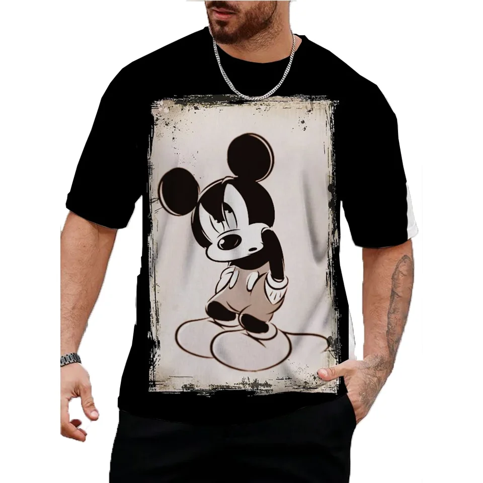 Muži Disney Mickey Mouse tlač Tričko letné pánske módne športy voľný šport o krku rýchle suché oblečenie s krátkym rukávom